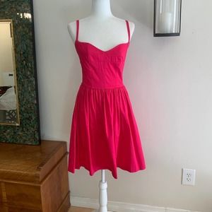 Aqua Cotton Adjustable Strap Sweetheart Neck Fit & Flare Dress Size M Pink